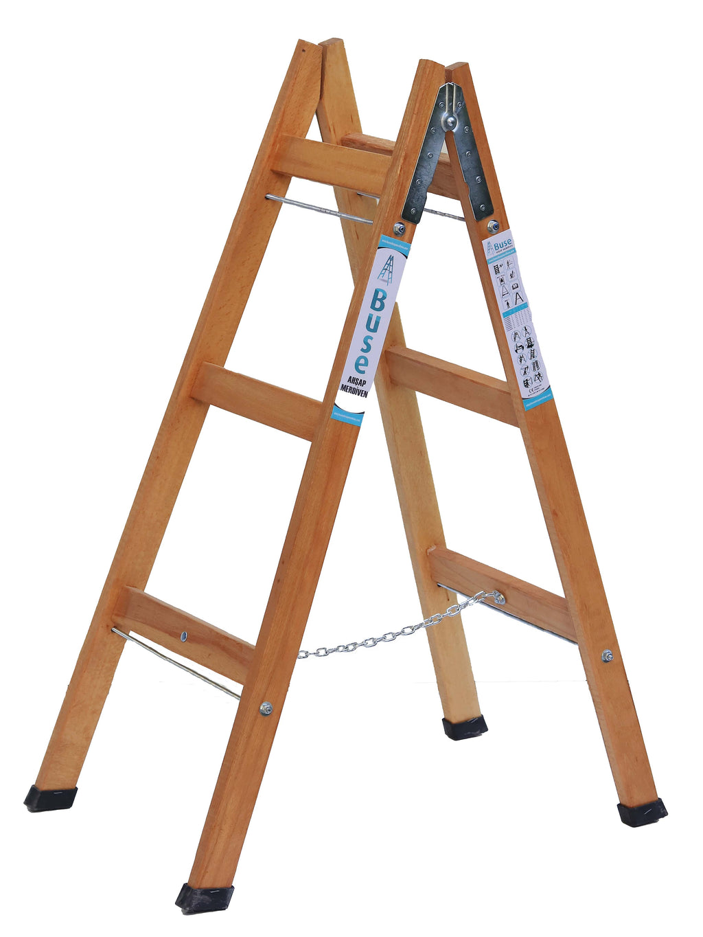 3 Basamak A Tipi Ahşap Merdiven 110 CM